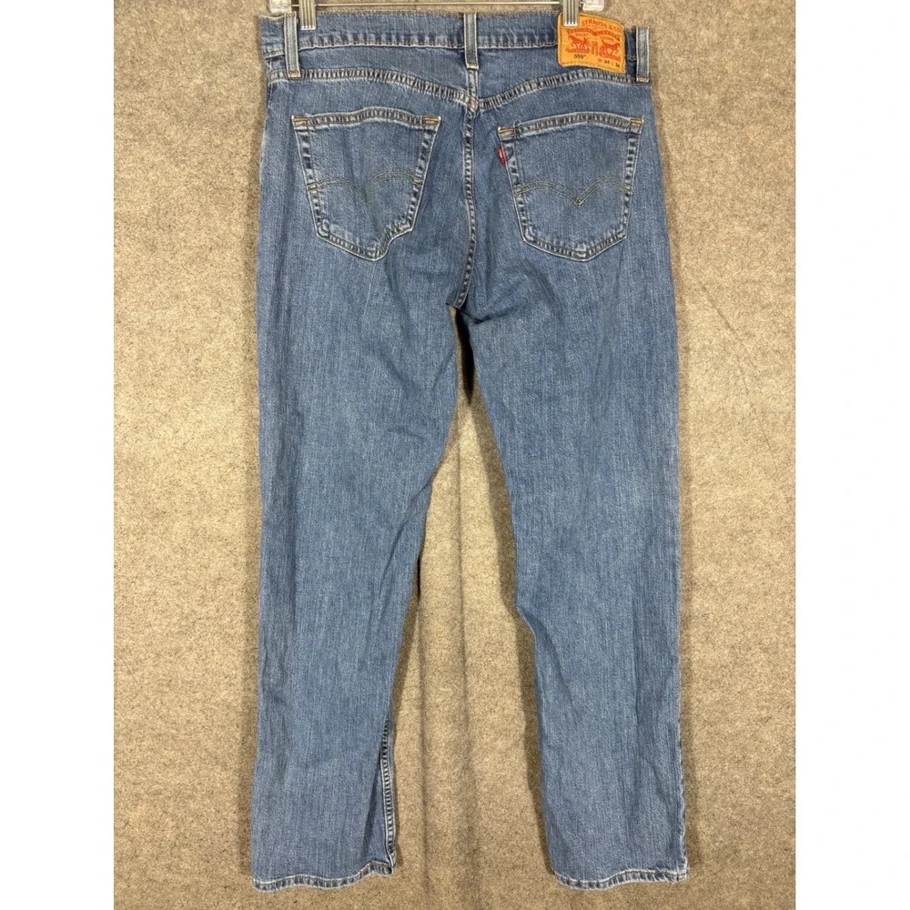Levis 559 Relaxed Straight Jeans Mens 34x34 Blue Stretch Denim 00559-0573